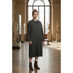 Vintage Opus 204 Seattle Gray 100% Wool Oversized Midi Dress – Sz Lg Minimalist